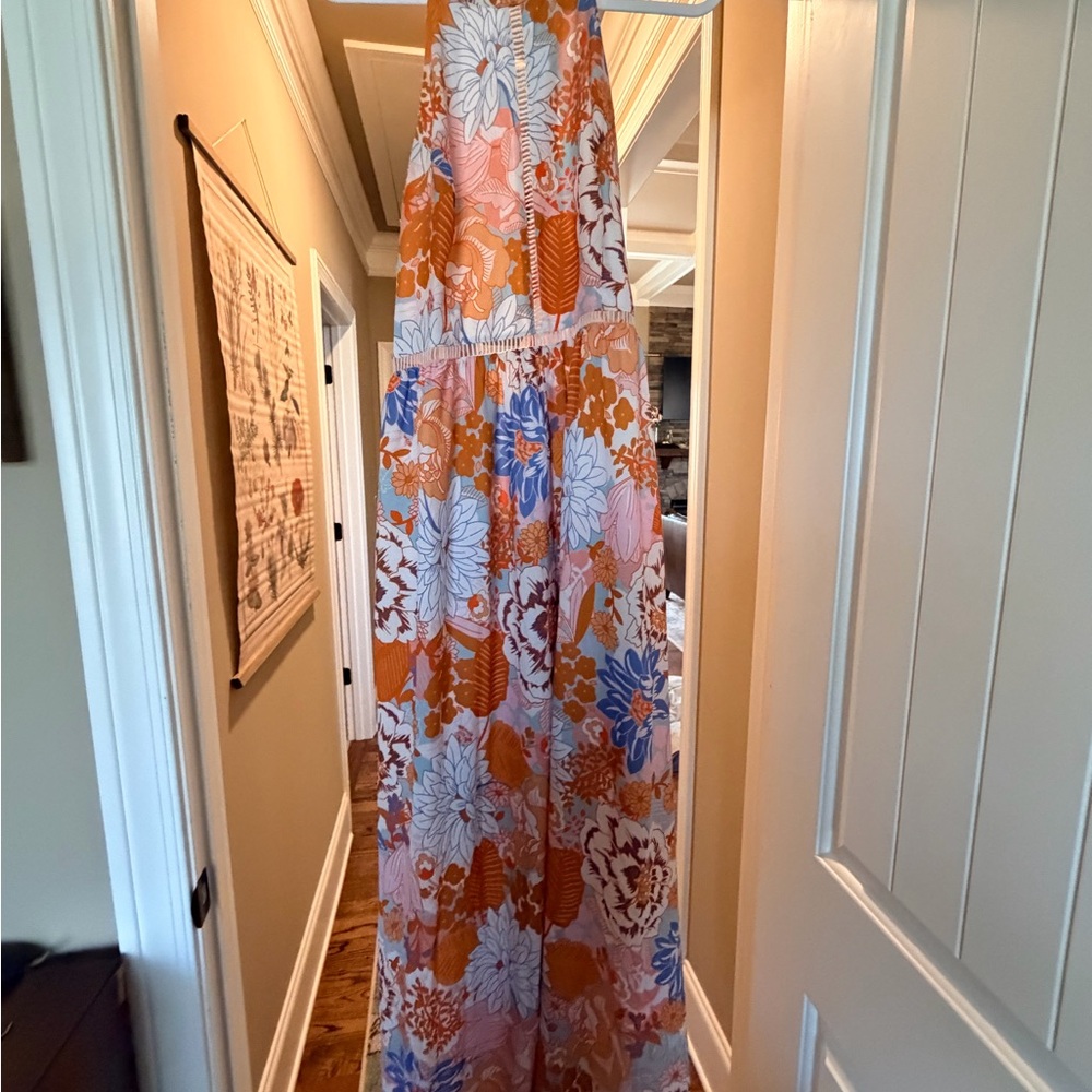 Floral Maxi Dress in Orange, Pink & Blue - Lightweight Summer Maxi